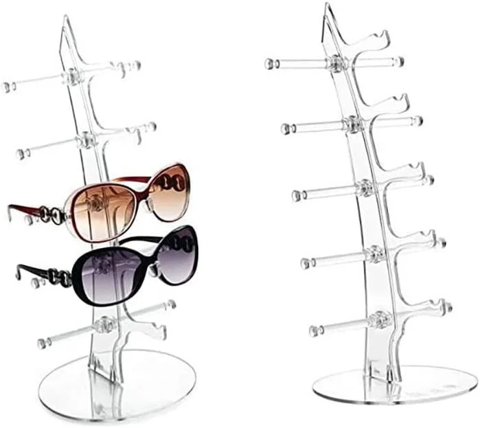 2Pcs 5 Layer Acrylic Eyeglasses Glasses Display Stand Rack Sunglasses Holder USA 3