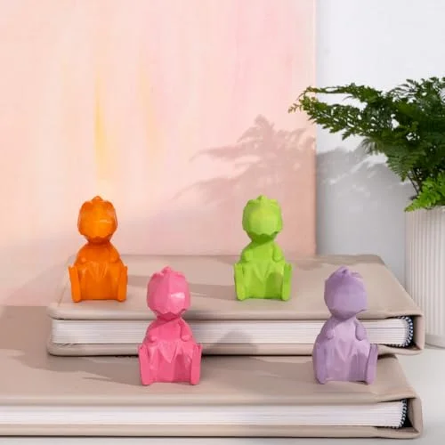MOUGIGI Cute Dinosaur Glasses Holder - 4pcs Resin Eyeglass Display Stand for Nightstand & Desktop Organizer - Multi-Color Eyewear Storage - Perfect Home & Office Decor for All Ages 3