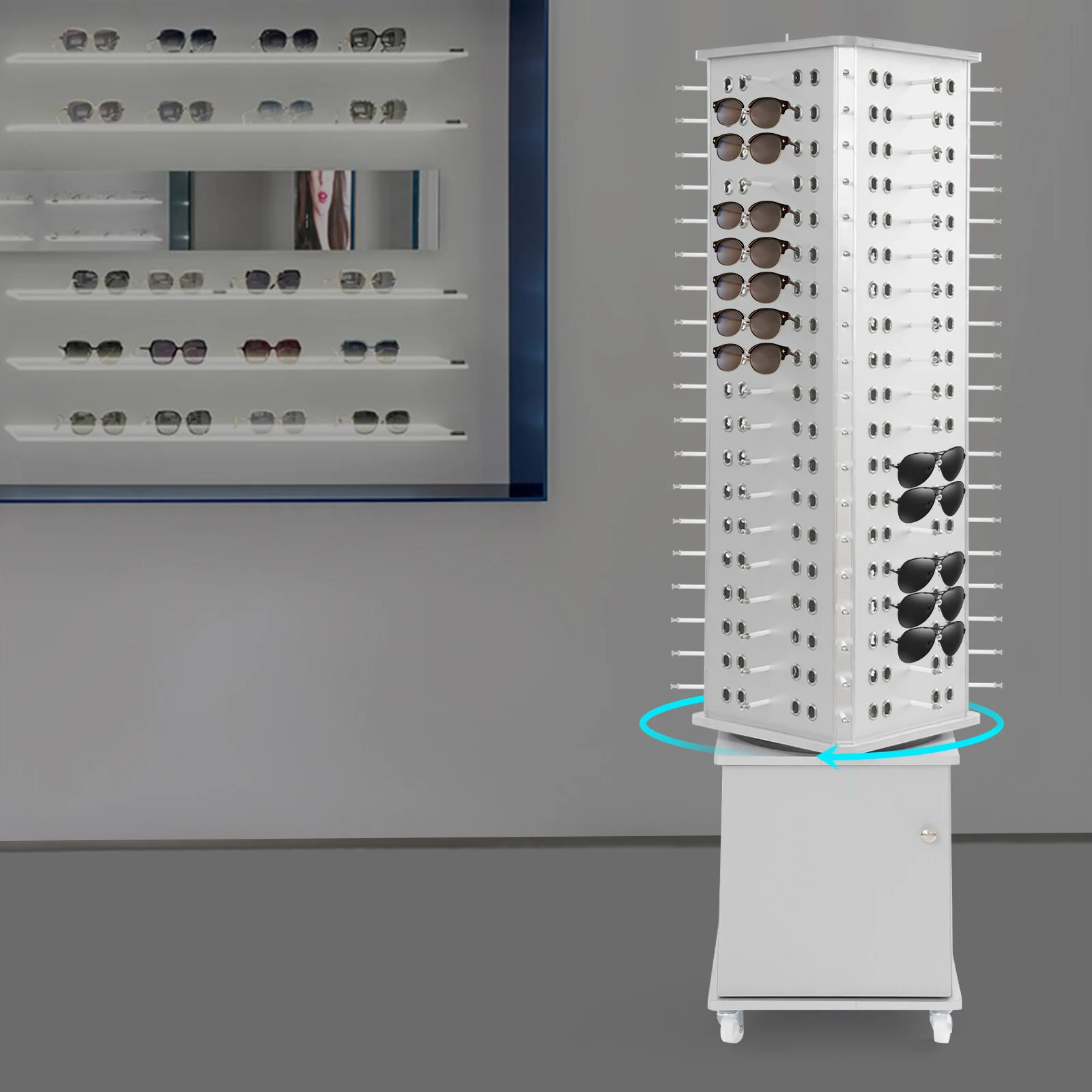 Sunglasses Display Stand For 152 Eyeglass Holder Sunglass Rack Floor-standing 3