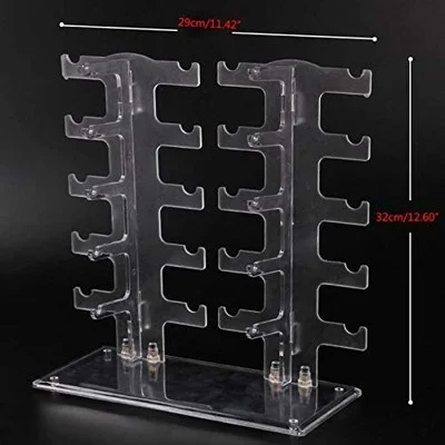 Two Row Sunglasses Rack 10 Pairs Glasses Holder Display Stand Transparent NEW 2