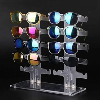 Two Row Sunglasses Rack 10 Pairs Glasses Holder Display Stand Transparent NEW 3