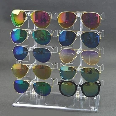 Two Row Sunglasses Rack 10 Pairs Glasses Holder Display Stand Transparent NEW 4